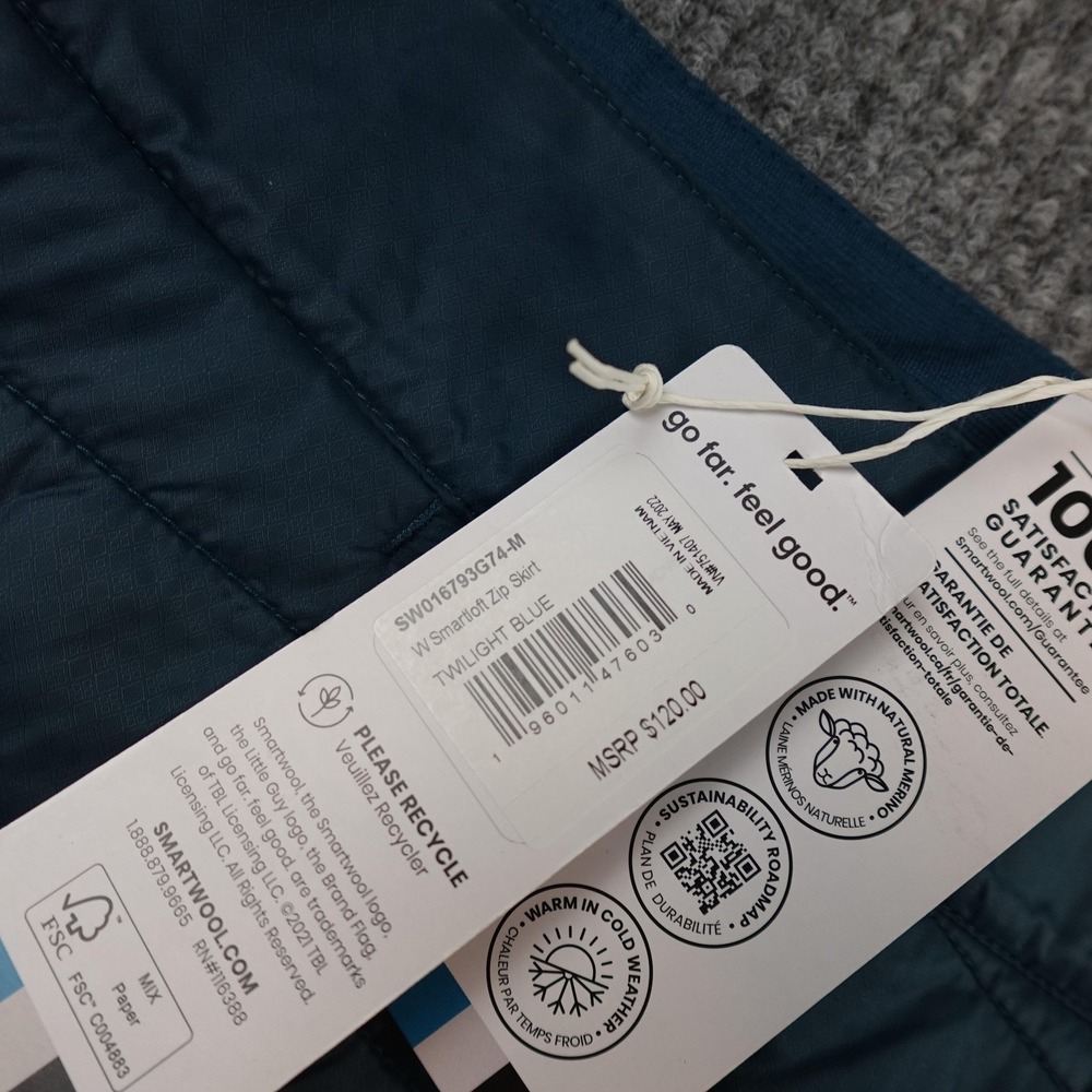 Smartwool Smartloft Zip Skirt Womens Medium Twilight Blue Insulated Hiking Ski - Picture 3 of 8